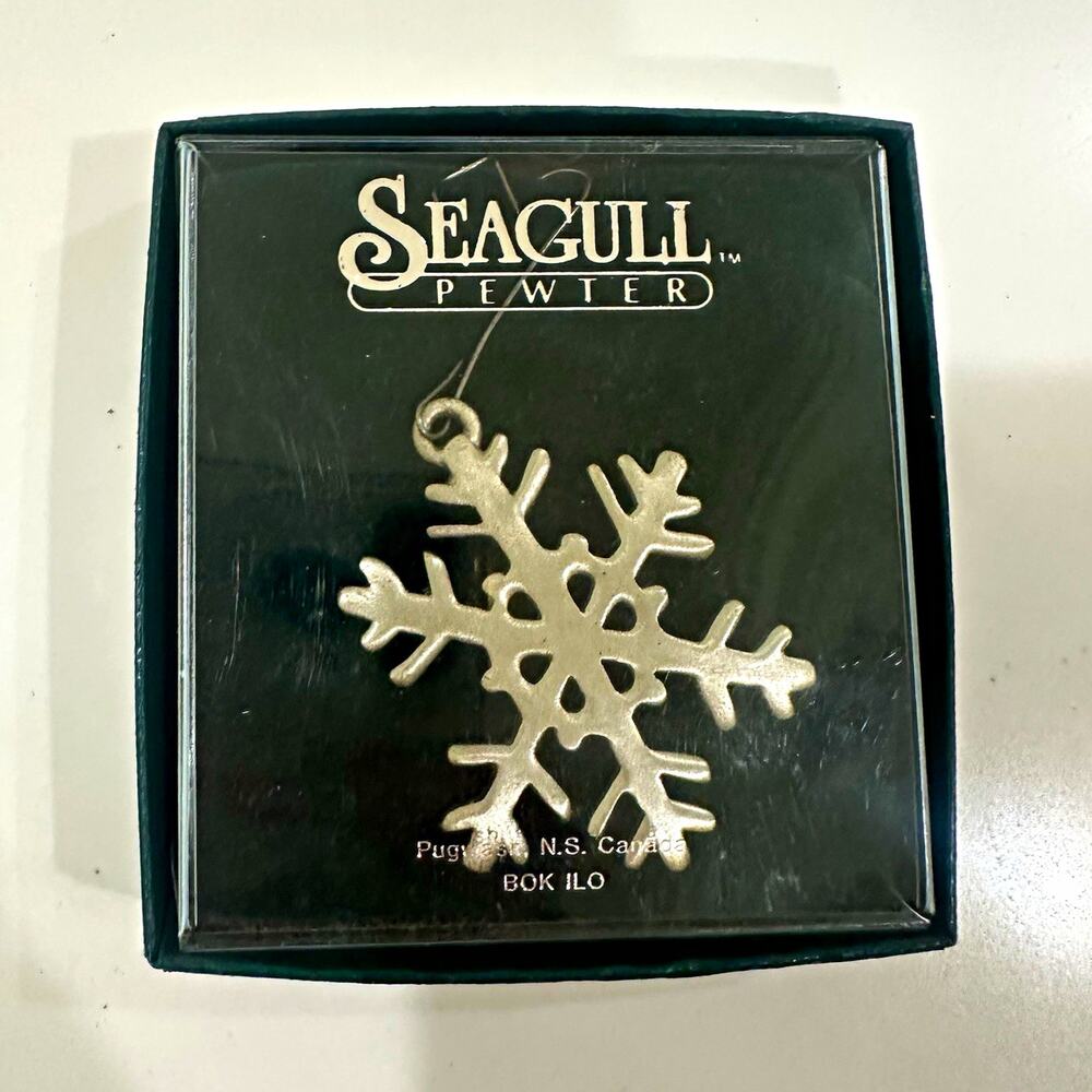Vintage Seagull Pewter Snowflake Christmas Tree Ornament - Made in Canada